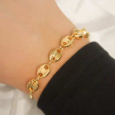 Gold Puffy Mariner Adjustable Bracelet